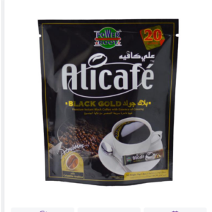 علي كافيه بلاك جولد قهوة فاخرة سريعة التحضير مع نكهة الجنسينج - 2.5 جم 20 ظرف - مستورد