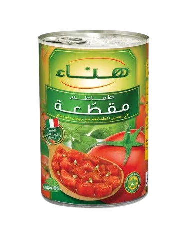 هناء طماطم مقطعة مع عصير الطماطم مع ريحان و أوريجانو 400 جرام